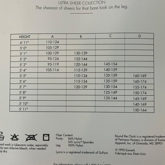 Round The Clock Ultra Sheer Control Top Pantyhose Size C Large Picasso Pink - Picture 3 of 3